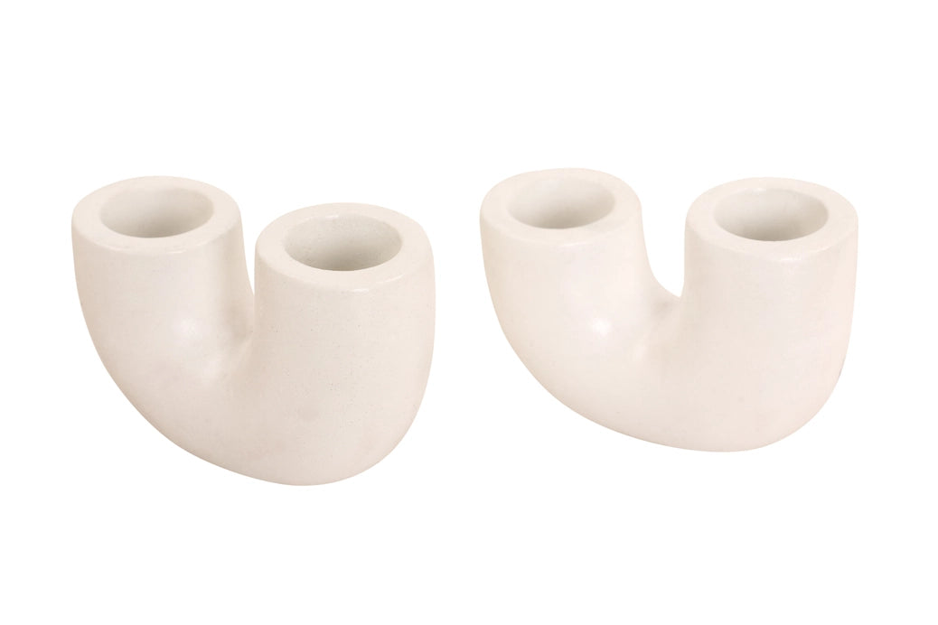 Nordic Style U Shaped Concrete Candle Holder - Ivory