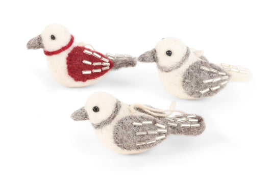 Felt Christmas Mini Pearl Birds - Set of 3