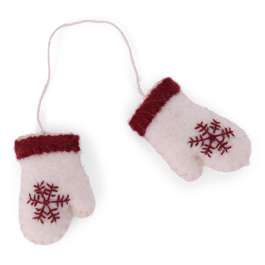 Felt White Mittens Ornament