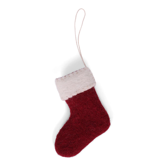 Felt Mini Stocking Ornament - Red