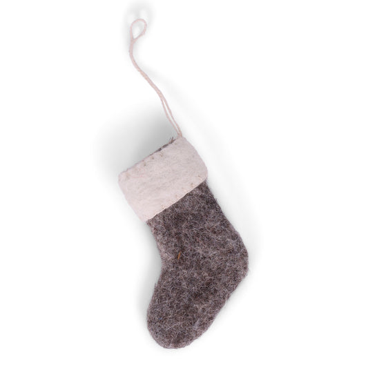 Felt Mini Stocking Ornament - Grey