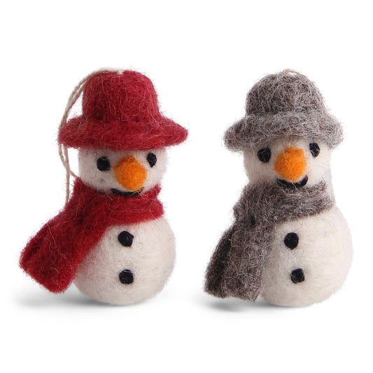 Felt Mini Snowman with Scarf Ornaments, Classic, Set of 3