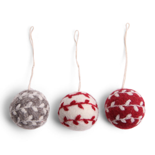 Felt Ball Ornaments - Set of 3