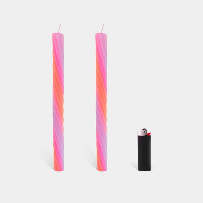 Rope Candle Sticks By Lex Pott - Pink & Orange (2 Pack)