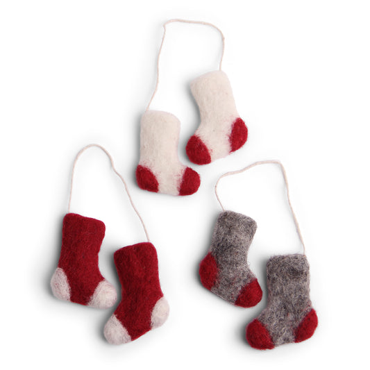 Felt Socks Ornament - Set of 3