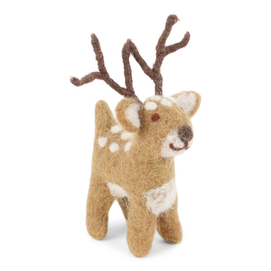 Felt Cute Brown Deer Ornament - Small