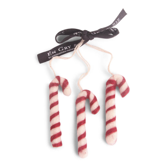 Felt Candy Cane Ornament - Set of 3