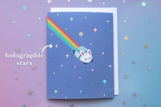 Greeting Cards - Rainbow Space Bun (Holographic)