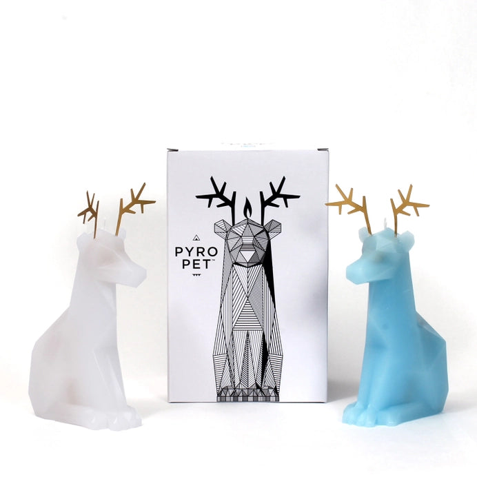 Pyropet Dyri Reindeer Skeleton Candle - Light Blue