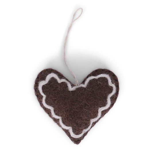 Felt Gingerbread Heart Ornament