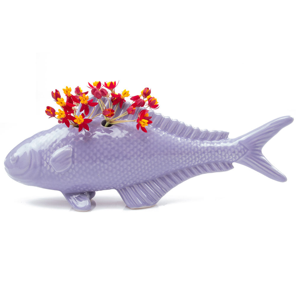 Carp Ceramic Flower Vase - Lilac