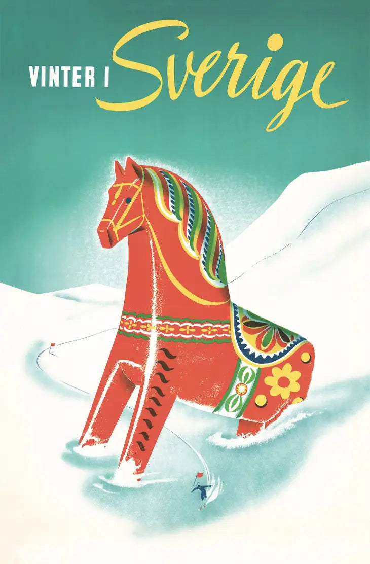 Postcard - Winter Dalahorse