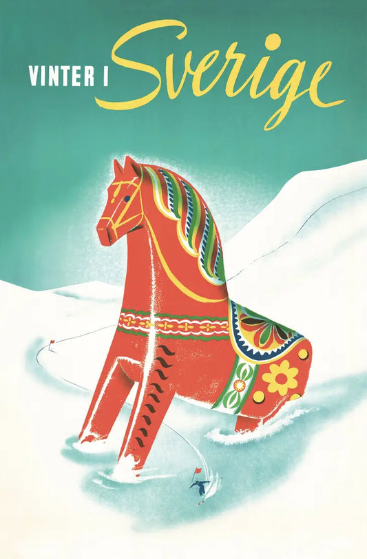 Postcard - Winter Dalahorse