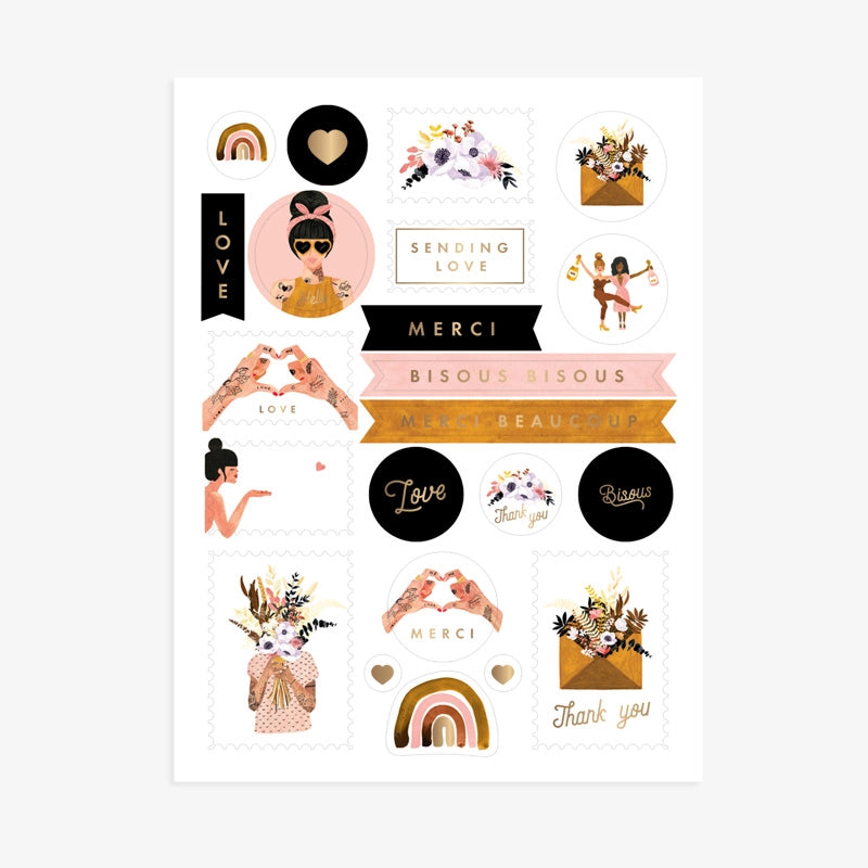 Sticker Sheets Set of 3 - Love & Thank You