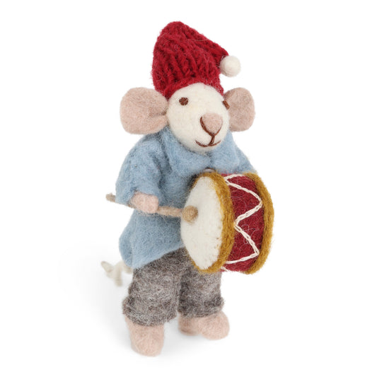 Felt Orchestra Mouse with Drum Ornament