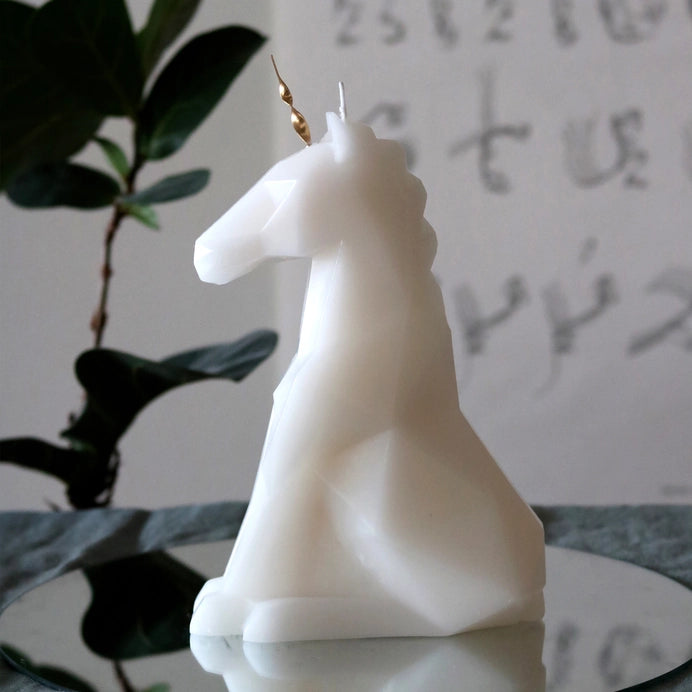 Pyropet Einar Unicorn Skeleton Candle - White (Scented)