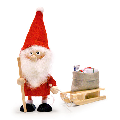 Boy Tomte with Presents on Sled Ornament