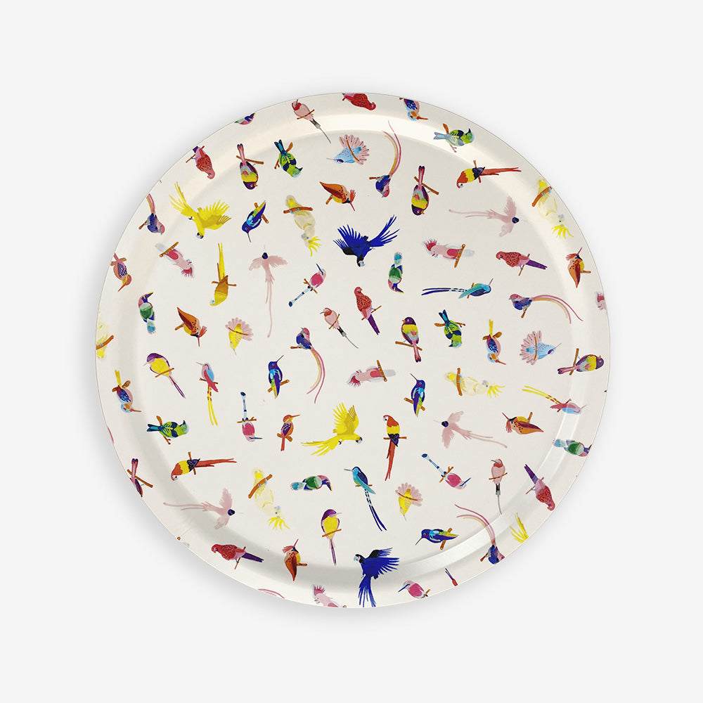 Round Tray - Neon Birds