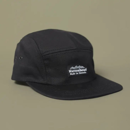 Muttonhead 5 Panel Hat - Mountain Label - Black