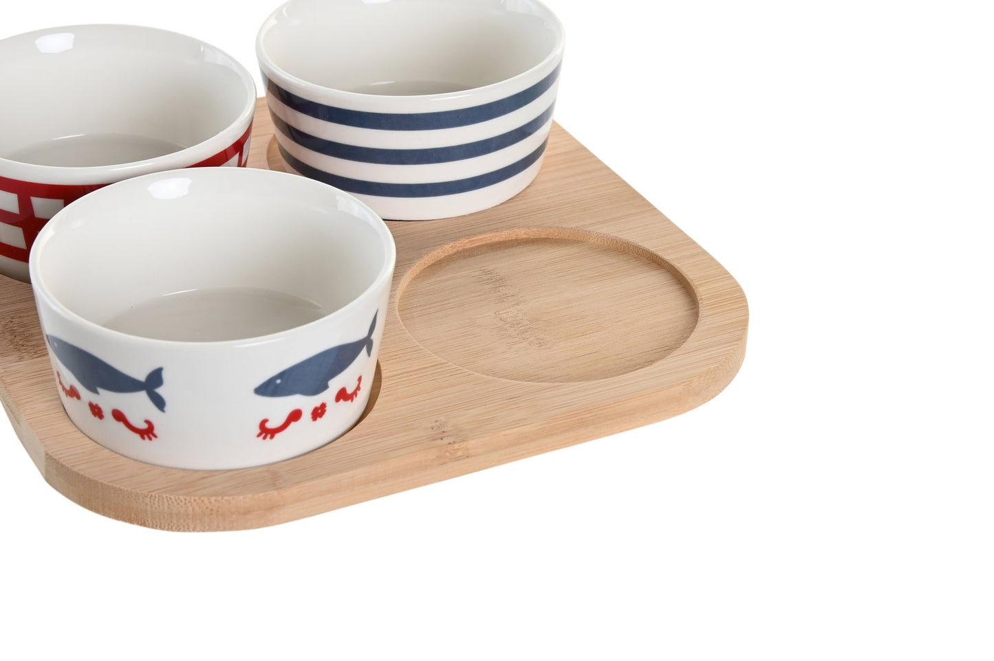 Aperitif Set of 5 Bamboo Stoneware - Red & Blue