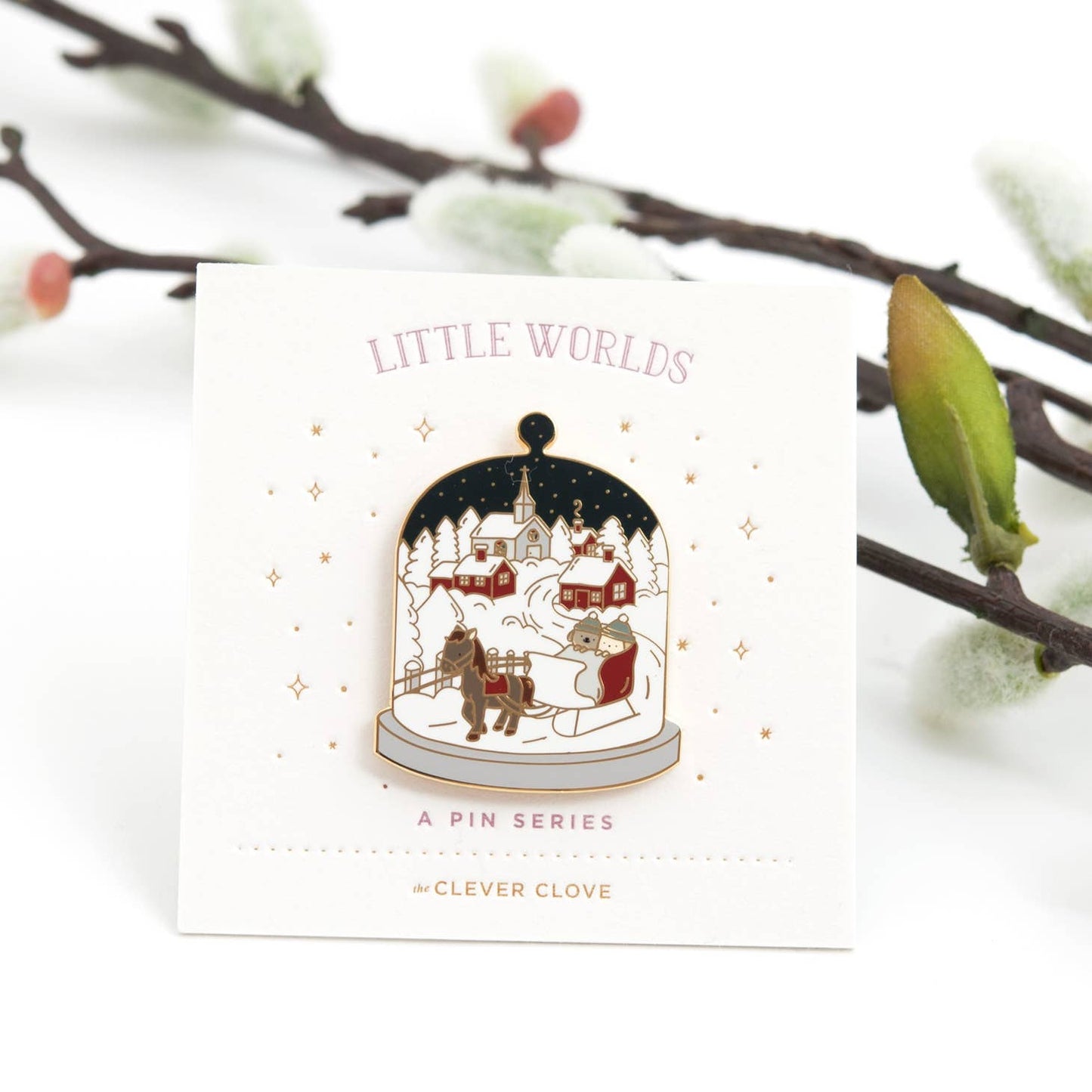 Little Worlds Sleigh Ride Enamel Pin