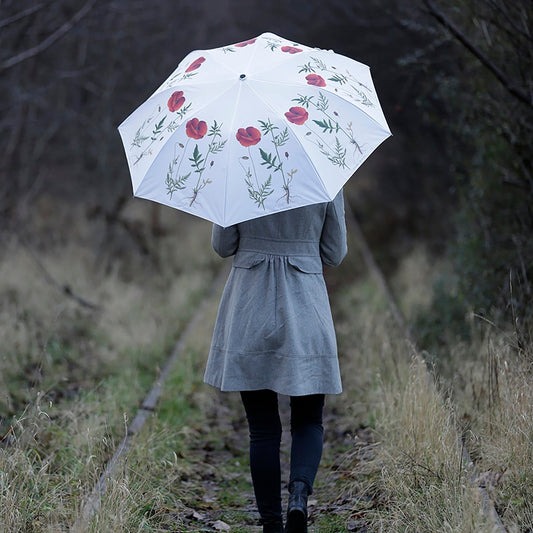 Umbrella with Bamboo Handle - Poppies