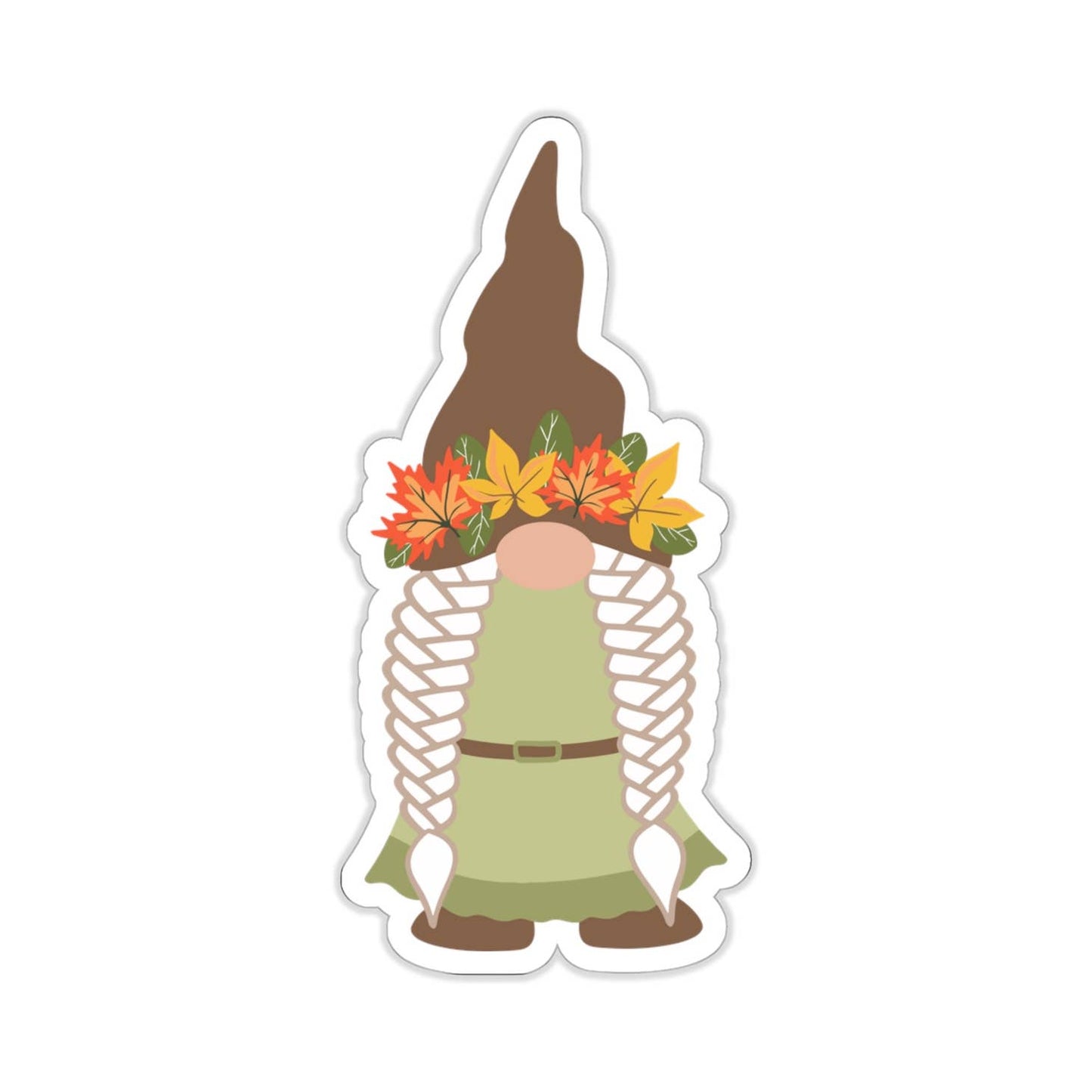 Woodland Gnome with Braids Sticker