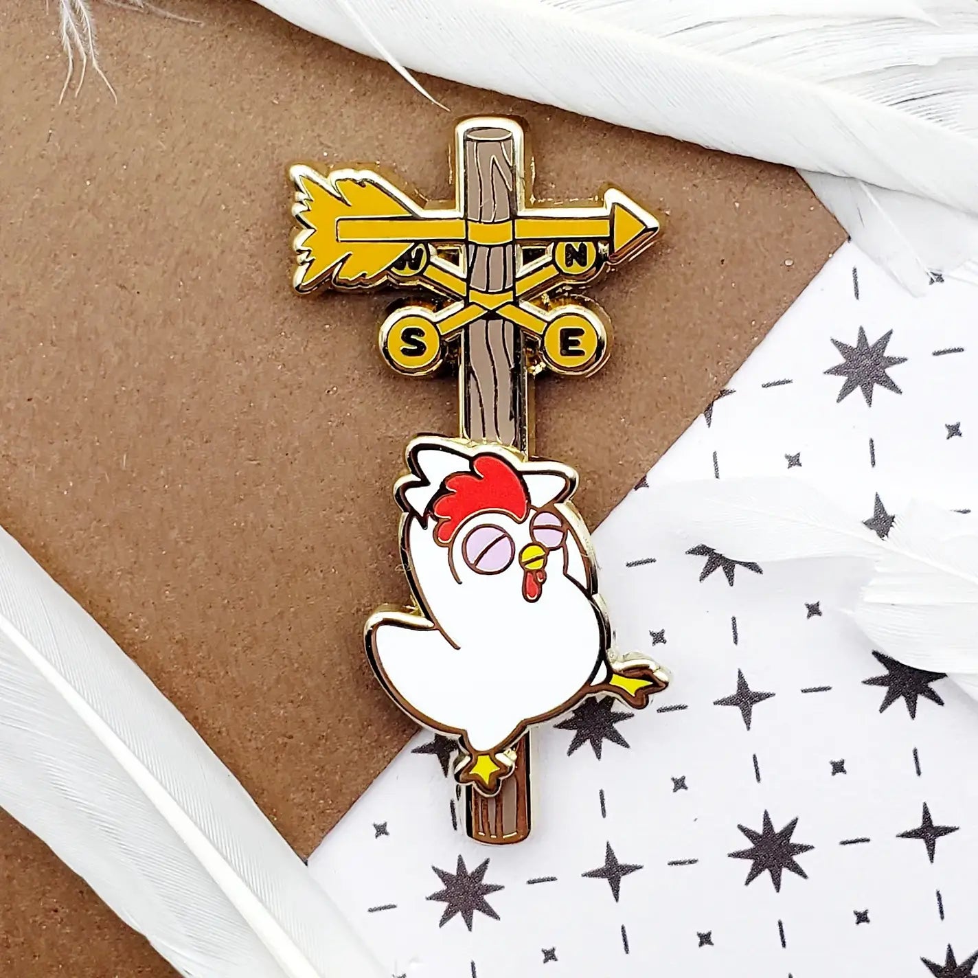 Chicken Strip Sliding Enamel Pin - White