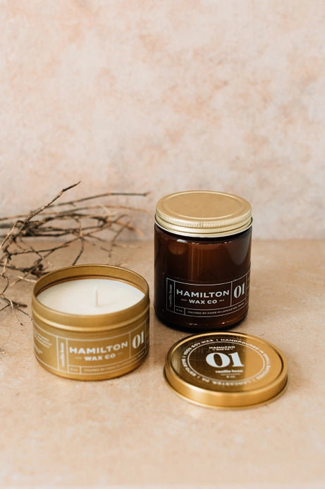 Hamilton Wax Co. Gold Tin - 01 Vanilla Bean Scented Candle