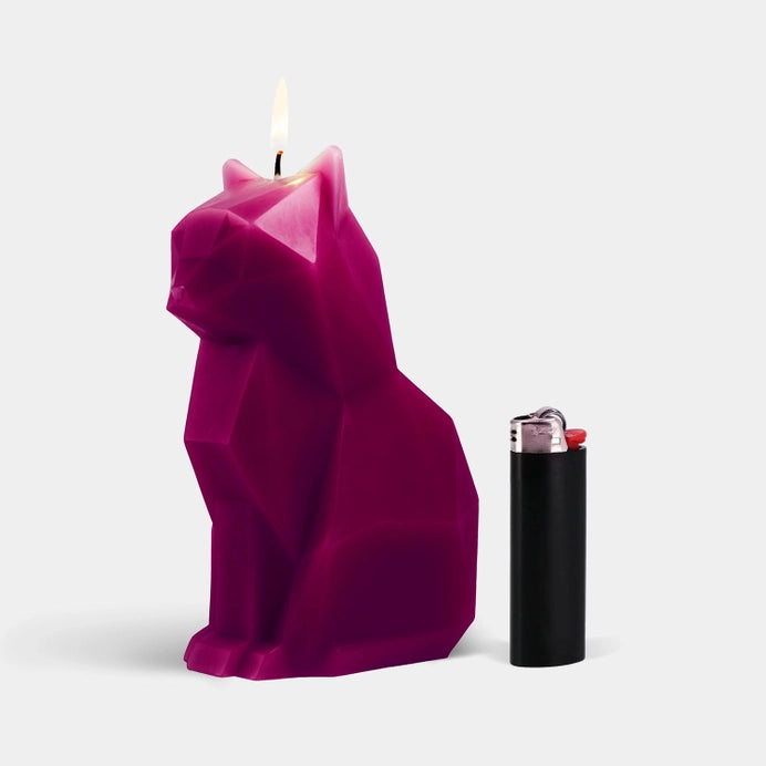 Pyropet Kisa Cat Skeleton Candle - Burgundy