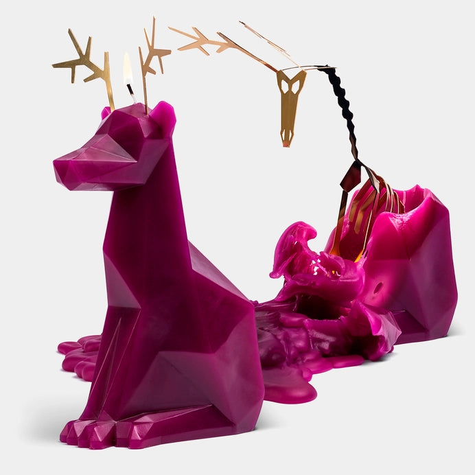 Pyropet Dyri Reindeer Skeleton Candle - Burgundy