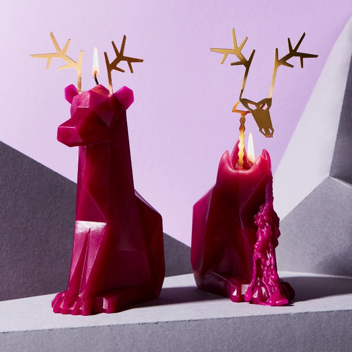 Pyropet Dyri Reindeer Skeleton Candle - Burgundy