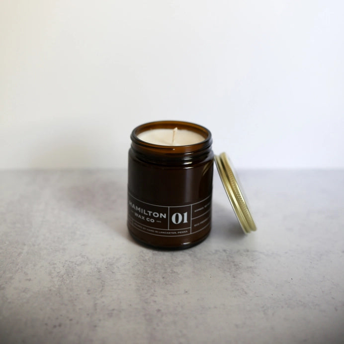 Hamilton Wax Co. Amber Glass Jar - 01 Vanilla Bean Scented Candle