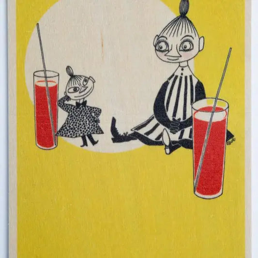 Wooden Postcard - Little My and Mymble Drinking Lemonade