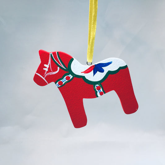 Wooden Red Dala Horse Ornament