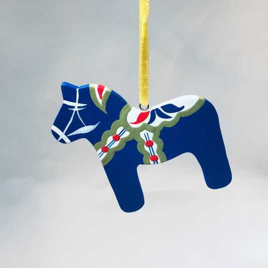 Wooden Blue Dala Horse Ornament
