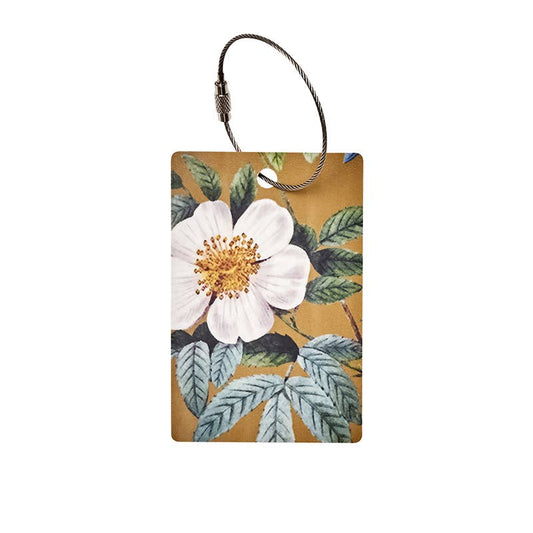 Blue Flower Garden Luggage Tag - Gold