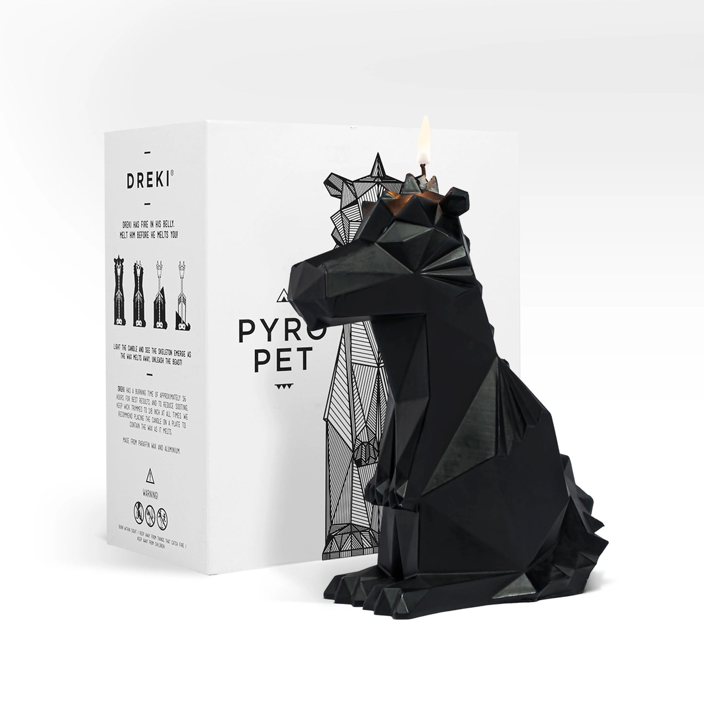 Pyropet Dreki Dragon Skeleton Candle - Black