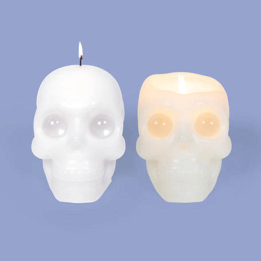 Skull Candle with Crystal Eyeballs - White