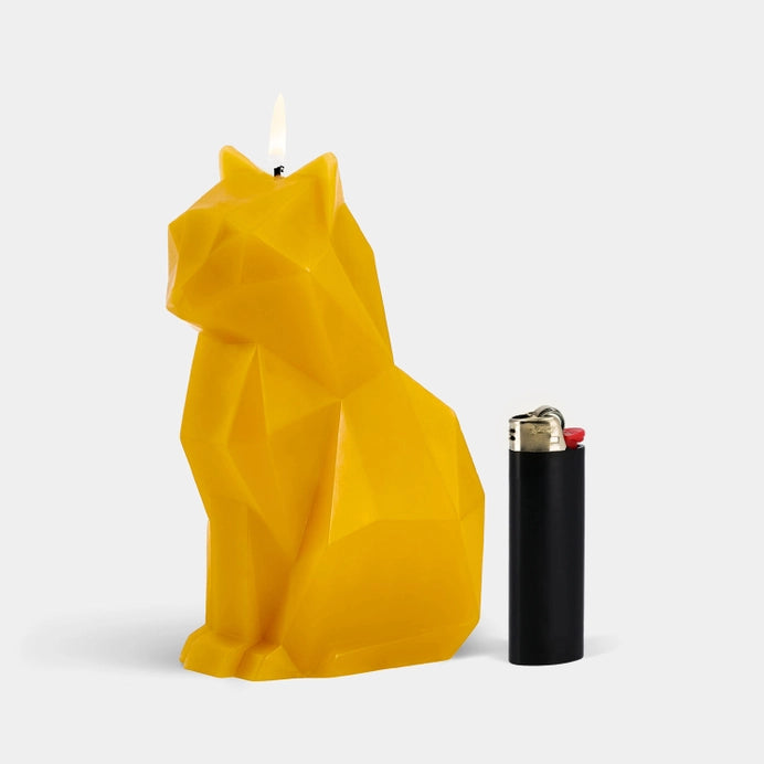 Pyropet Kisa Cat Skeleton Candle - Mustard Yellow