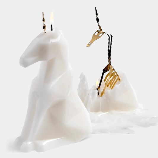 Pyropet Einar Unicorn Skeleton Candle - White (Scented)