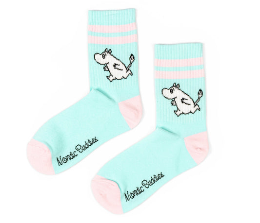 Moomintroll Running Retro Socks - Light Blue