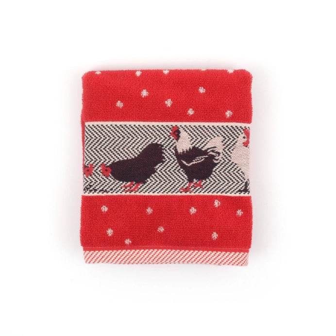 Kitchen Towel Chickens 100% Organic Cotton - Red