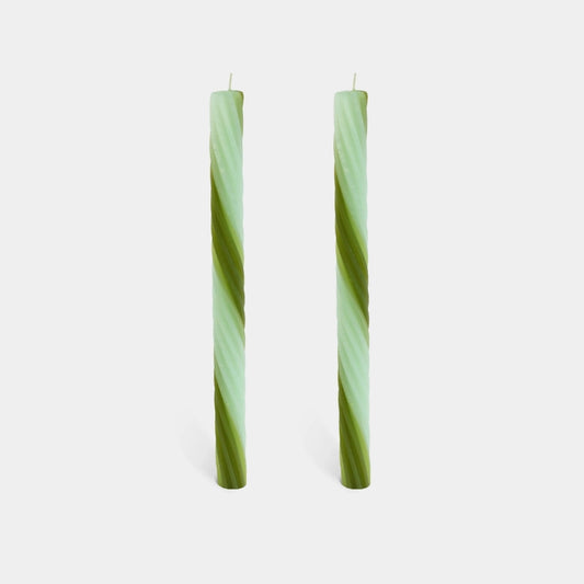 Rope Candle Sticks By Lex Pott - Mint & Olive Green (2 Pack)