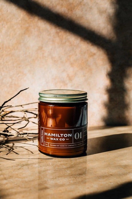 Hamilton Wax Co. Amber Glass Jar - 01 Vanilla Bean Scented Candle