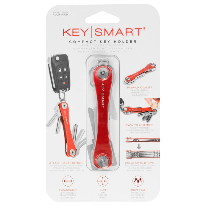 KeySmart Original Key Holder | Aluminum | Holds 8 Keys (Red)