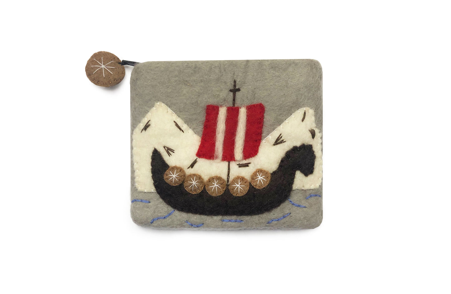 Felt Purse - Viking Ship with Mountains