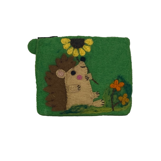 Felt Purse - Hedgehog with Flower