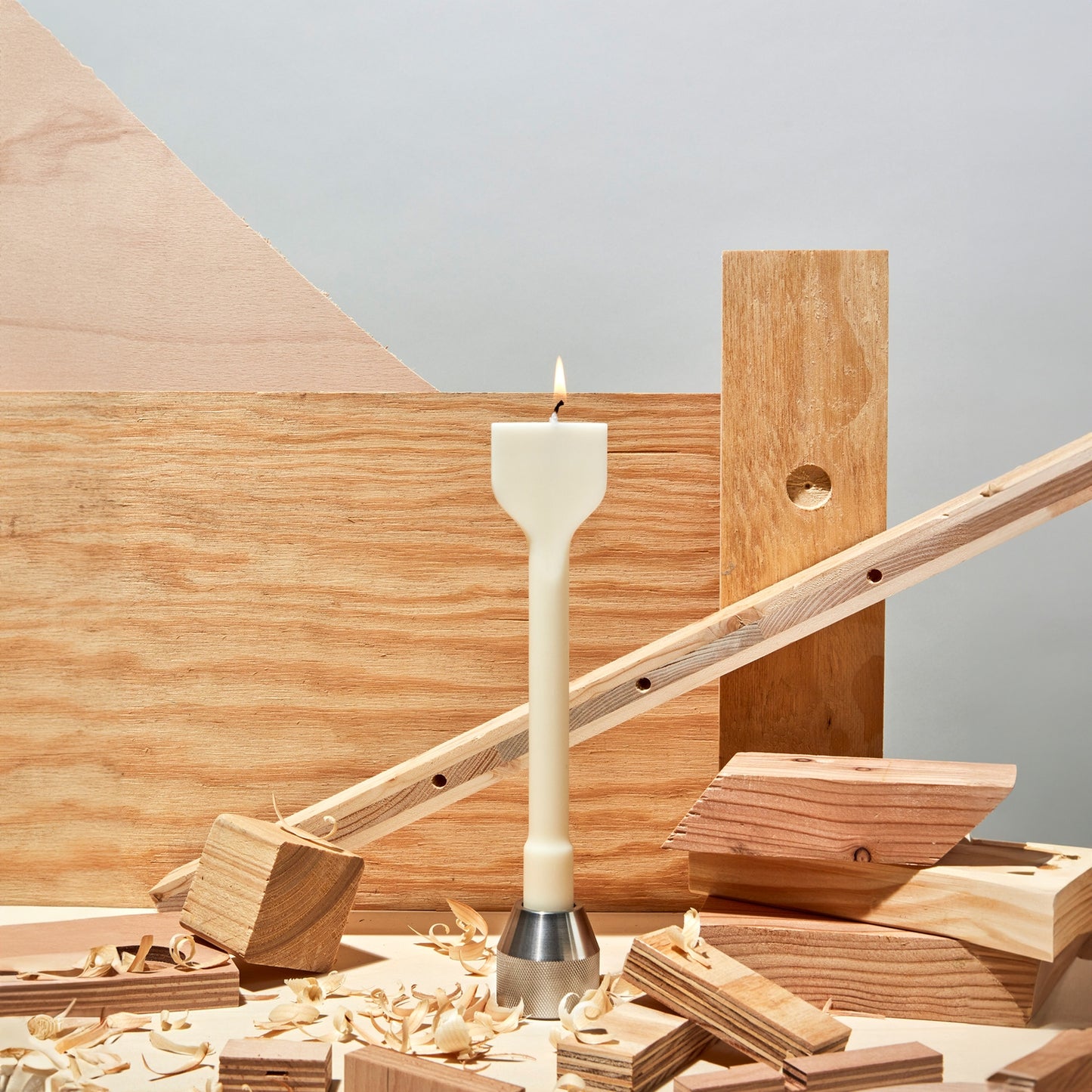 Chisel Drill Bit Candle - White