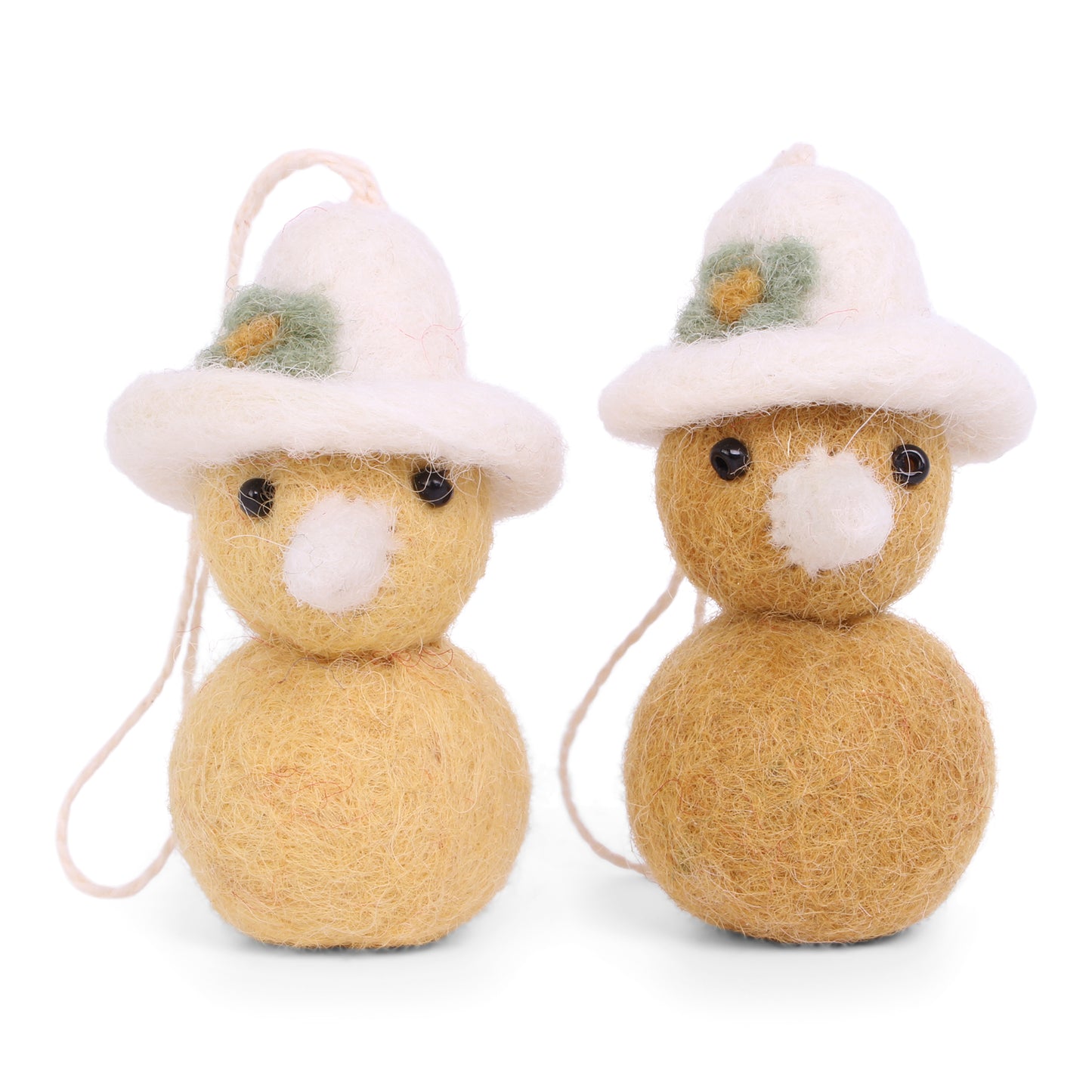 Felt Chicken w/Hat Ornament, Yellow, Set of 2